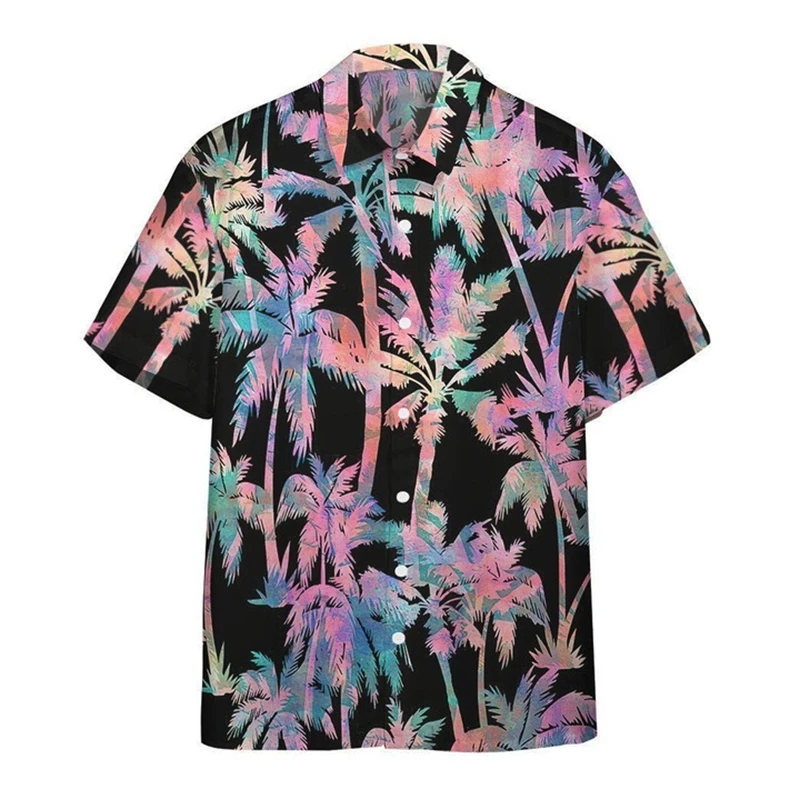 Camisa hawaiana con estampado 3d para hombre, blusa informal de manga corta con solapa, ropa de calle masculina