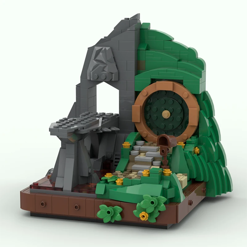 Ring-Film-Modell MOC Bausteine Felsen- und Waldeingang Modulare Technologie-Geschenke Urlaubs-Montage-Kinderspielzeug-Set