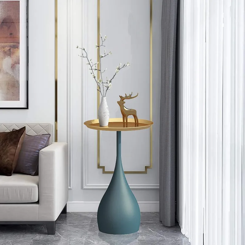 Light luxury marble wrought iron floor coffee table, creative Internet  table, household living room bedroom small coffee table