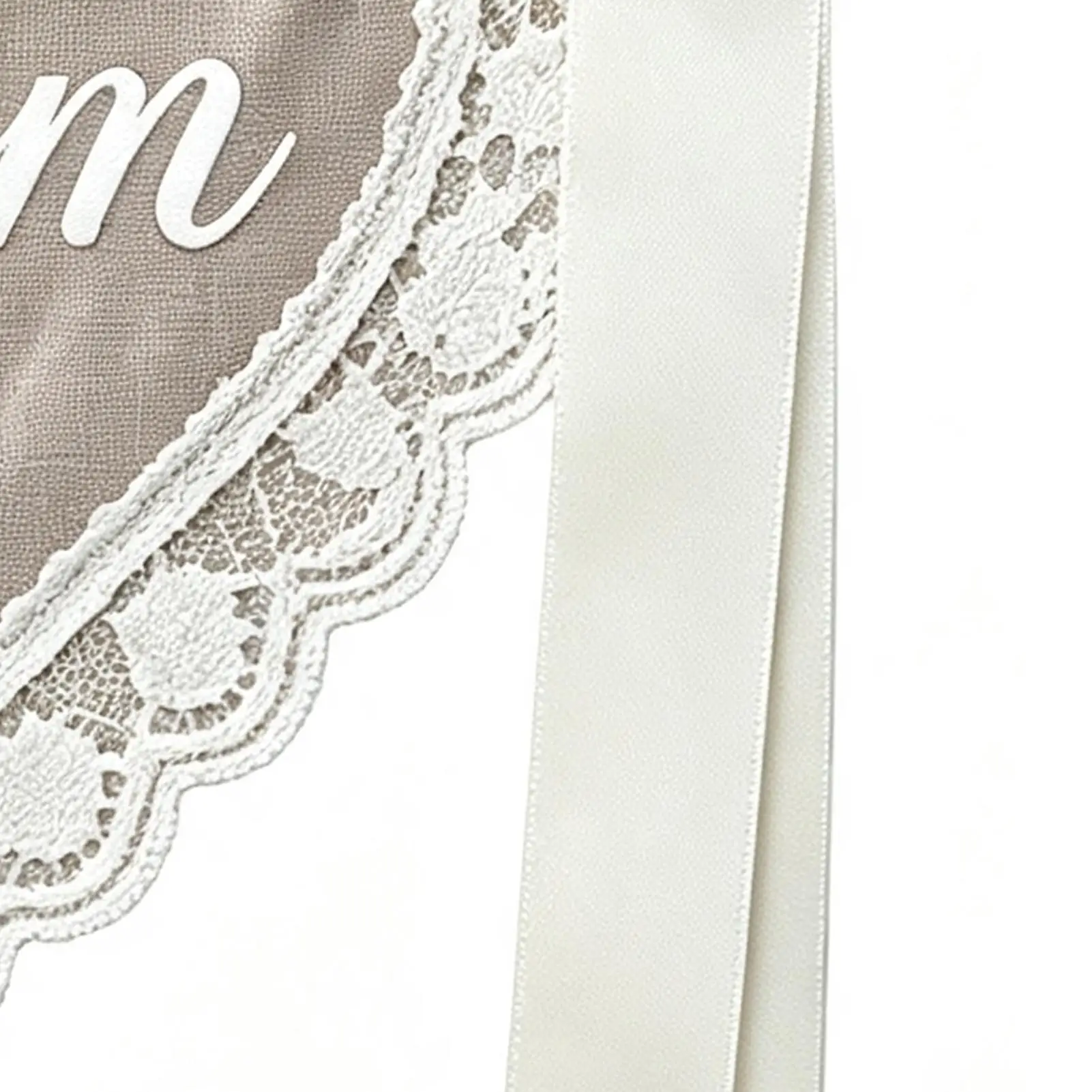 Just Married Lace Chair Signs 2 Piece Lace Heart With 3 Meters Ribbon Bride And Groom Chair Decor For Reception Ceremony Bridal