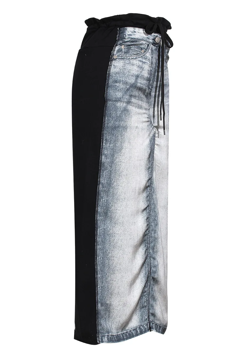 Modern Long Denim Skirts Jeans Women Stitching Niche Design Maxi Luxury Streetwear Patchwork Skirt Harajuku Personality Fashion