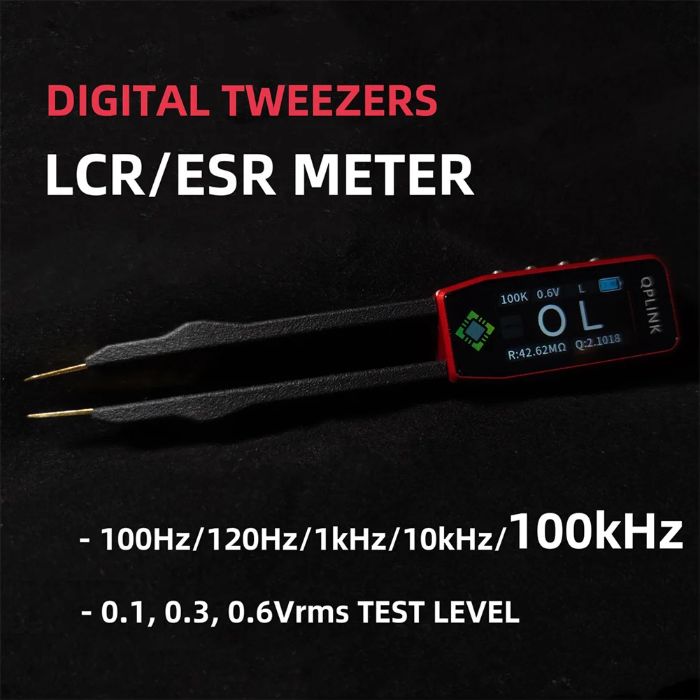 Shunmaii Mini Smart Tweezer LCR SMD ESR Tester Resistance Capacitance Inductance Continuity Diode 100kHz Test Measurement Tools