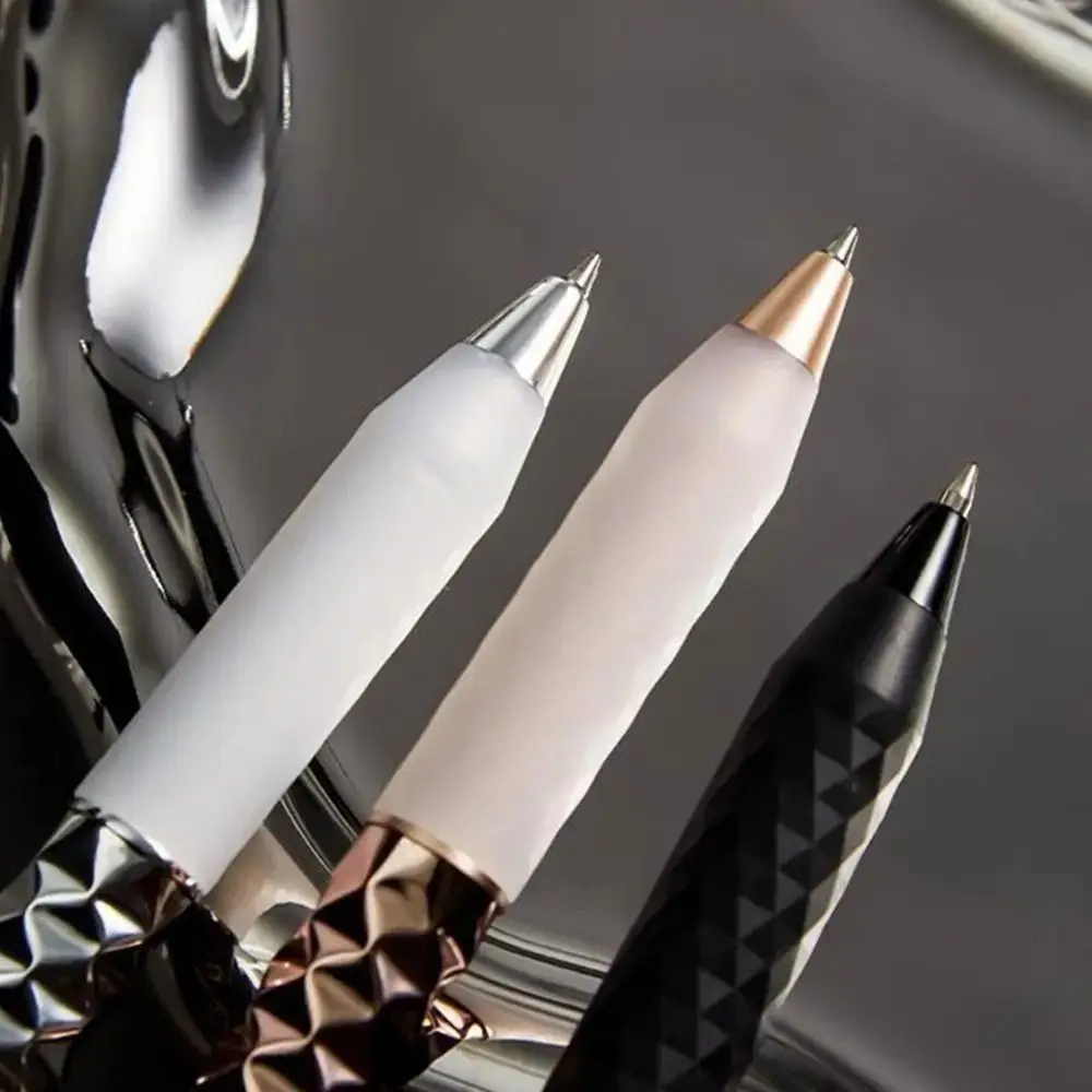 Durable Rhombus Geometry Deformable Pen 0.5mm Tip Black Ink Gel Pen Quick Dry Press Type Writing Pen School Office
