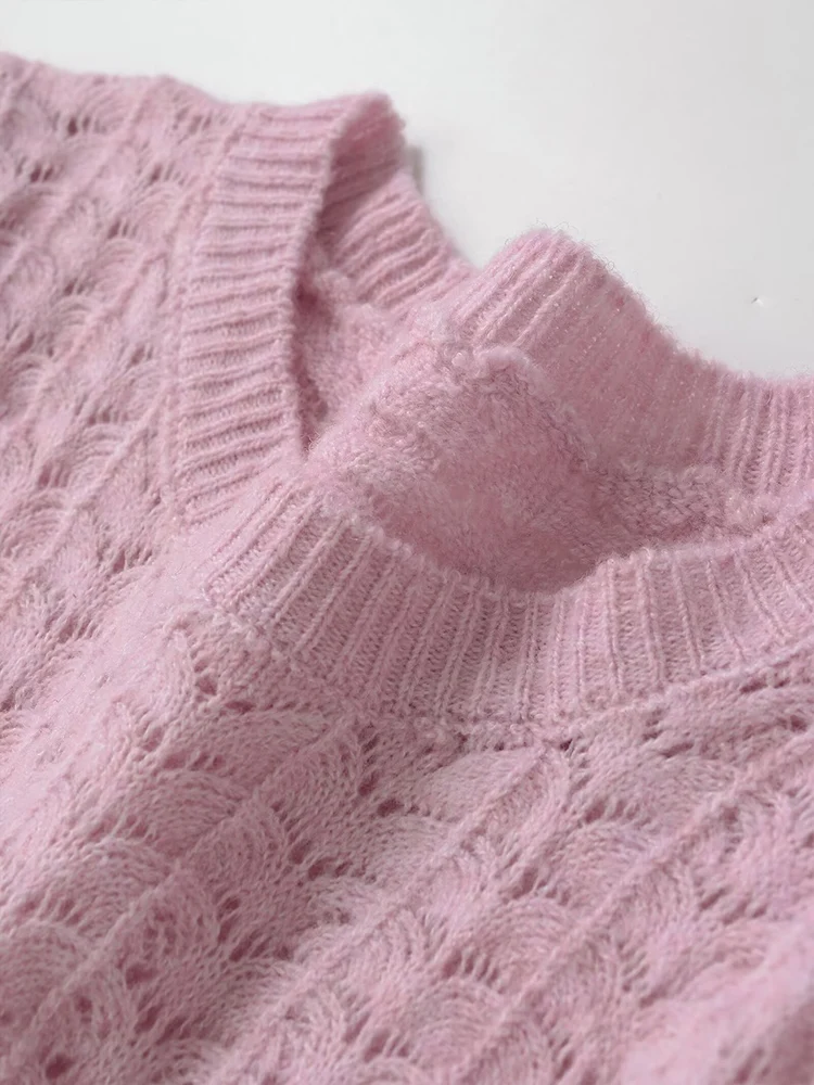 النمط الأوروبي أزياء المرأة الجديدة مزاجه تنوعا بسيطة بلون جولة الرقبة سترة طويلة الأكمام