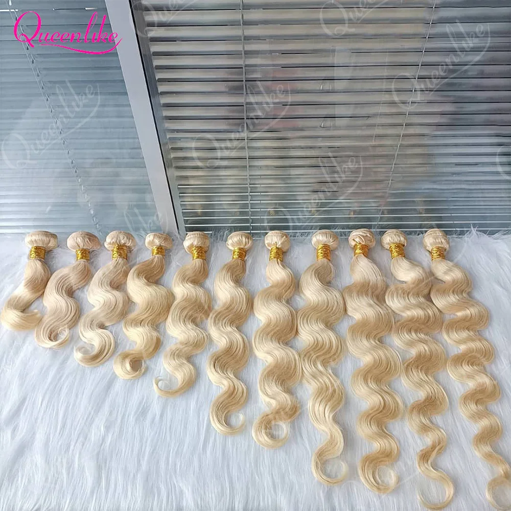 Queenlike 613 Blondes Hiar Extension Brazilian Hair Weave Bundles 12A Human Hair Body Wave Bundles 1/3/4 Bundles 24 24 24 INCH image 4
