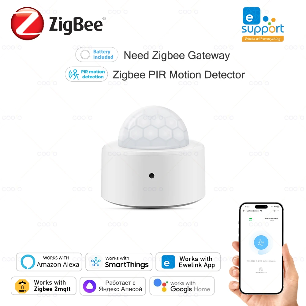 Zigbee Mini PIR Motion Sensor Human Motion Infrared Detector Security Alarm Work With Alexa Google Home Zigbee2MQTT Need Gateway