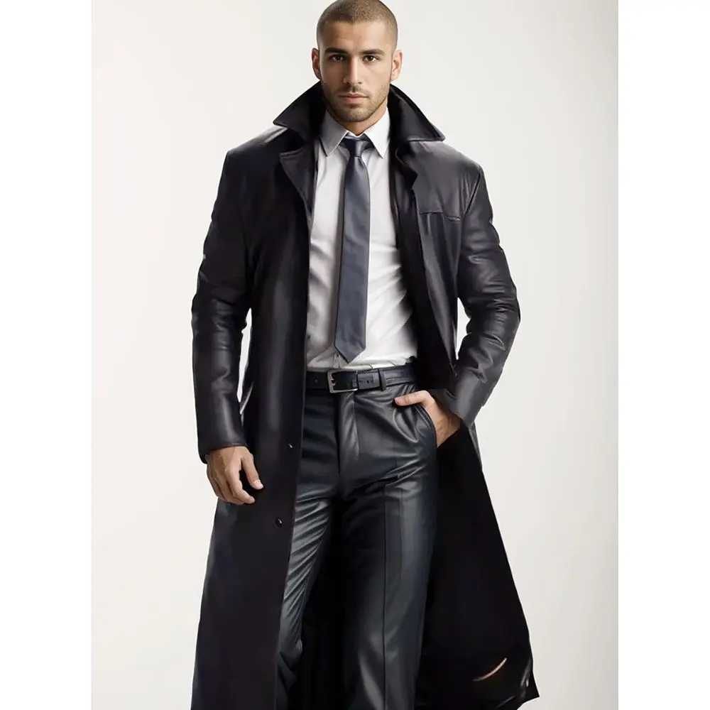 New Autumn Mens Fashionable Color Leather Jacket Short Style V-Neck Seven-Sleeve Simple Design Extensive Application