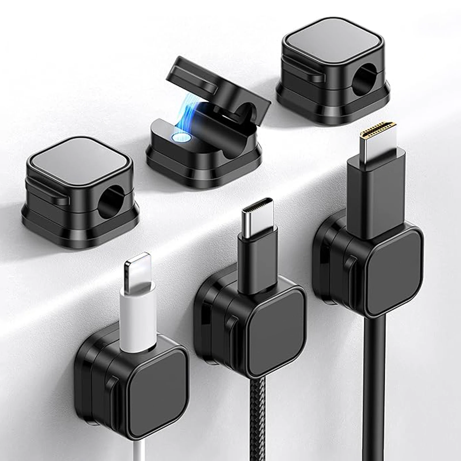 3pcs Data Cable Clip Magnetic Phone Cable Clips under Desk Wall Mounted Cord Holder Wire Keeper Cable Organizer Holder
