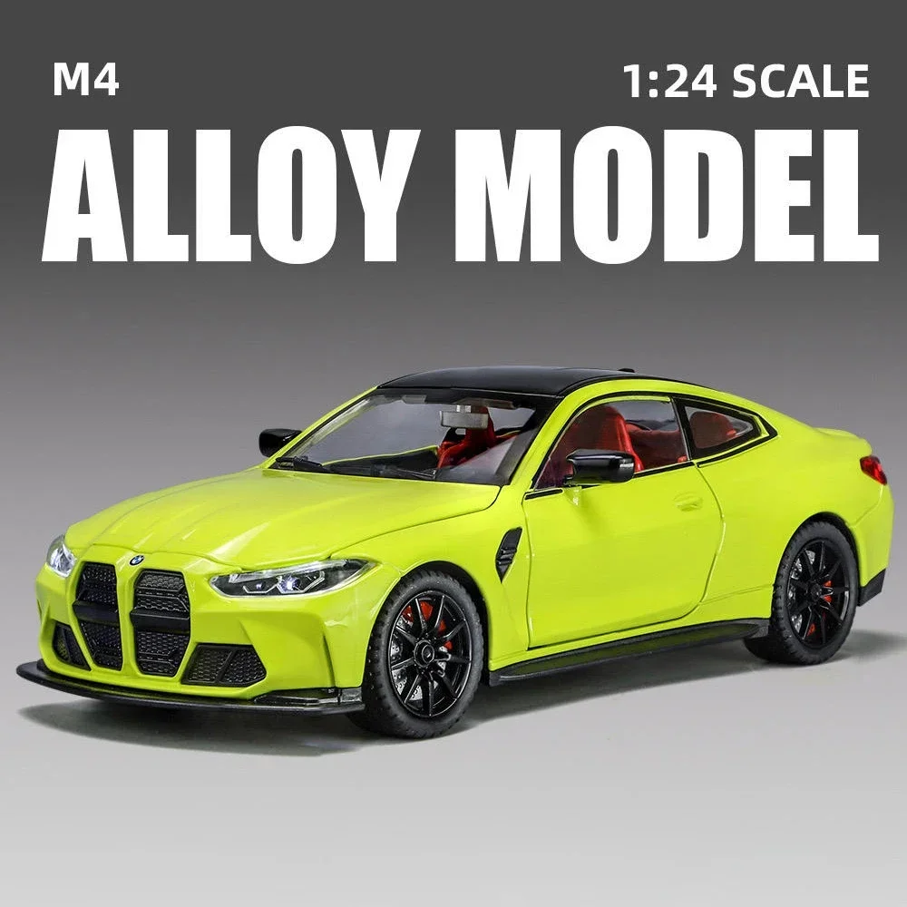 1:24 BMW M4 IM Alloy Sports Car Diecast Metal Scale Car Model Sound Light Simulation Collection Children Toy Vehicle Gift