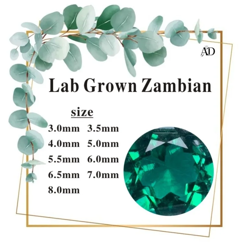 

Lab Grown Zambian Emeralds Round Shape Hydrothermal Hand Cutting with Cracks Inclusions Inside Selectable AGL Certificate