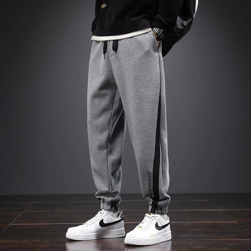 

Autumn and Winter Men's Pants New Arrival Casual Loose Full Length Side Stripe Drawstring Korean Style Sweatpant Male Streetwear