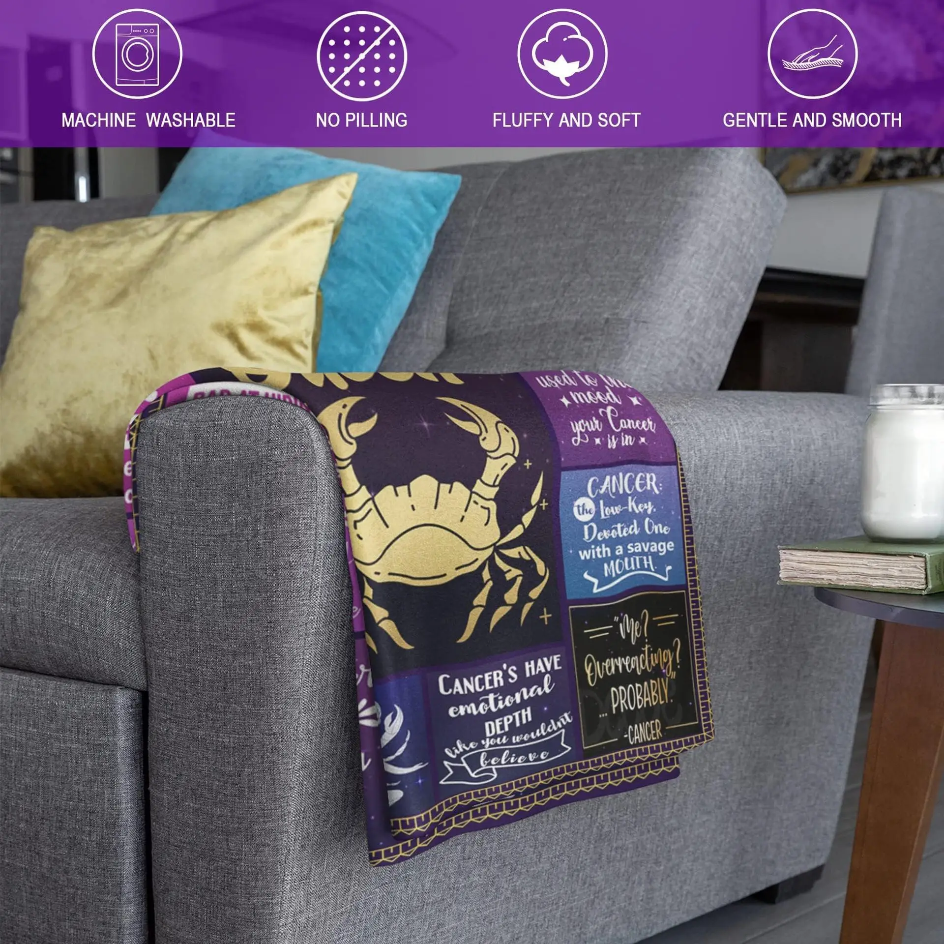 الأرجواني متقلب اثني عشر علامات زودياك بطانية مطبوعة ل أريكة سرير السفر التخييم غرفة المعيشة مكتب تكييف بطانية