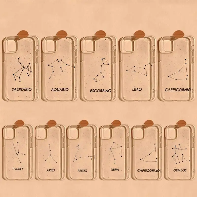 12 constellations zodiac signs Phone Case For iPhone 13 14 Pro Max XS XR 12 11 Pro 13 Mini 6 7 8 Plus Soft Clear Back Cover