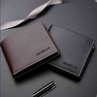 PU Leather Short Wallet Casual Fashion Men'S Two-Fold Horizontal Wallet Coin Purse Card Holder Credit Card Slots Money Pouch