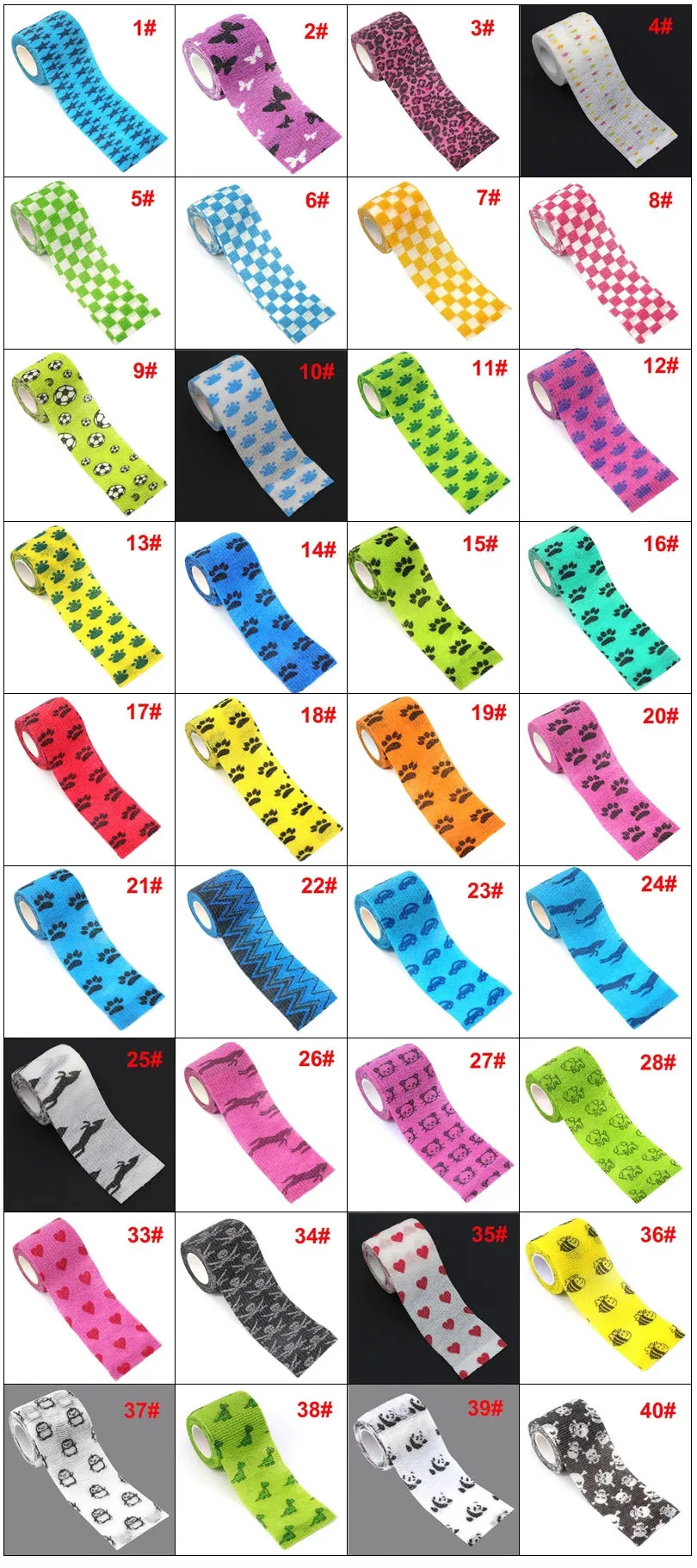 4,5 m bunt bedruckter Sport-Knieschutz, Therapie-elastischer Verband, buntes selbstklebendes Wickelband für Tattoo-Fingergelenk – Detail 19