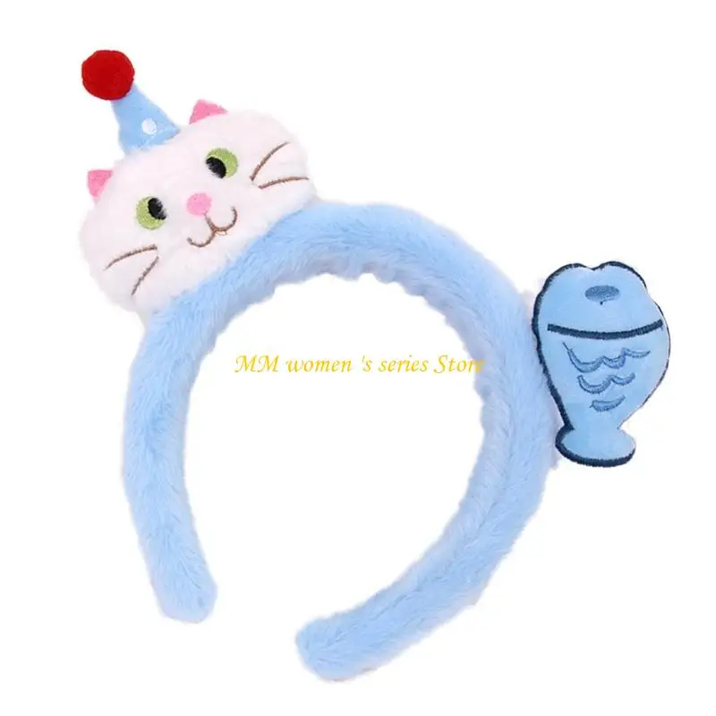 

Q39C Soft Stretchy Cats Fish Pattern Headbands For Toddler Girls Boys Safe Washable Polyester Hair Decoration
