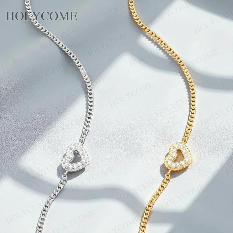 

Dainty Custom Tennis Bracelet Moissanite Heart Cut 2mm Adjustable Minimalist Jewelry for Daily Wear Christmas Special Occasions