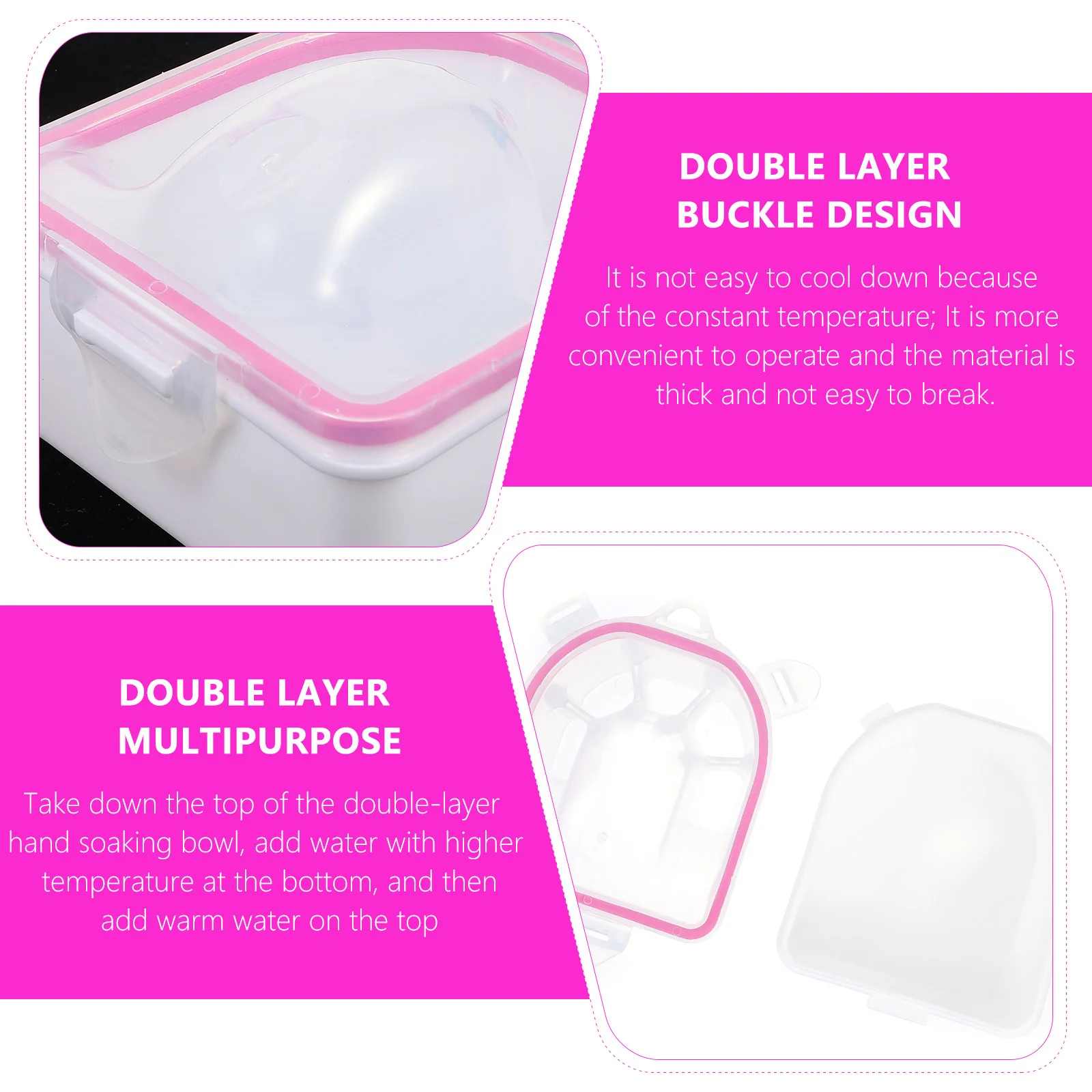 2 pçs tigela de imersão de unhas portátil cuidados com as mãos remoção de unhas artificiais guarnição excesso de bronzeamento cama proteção tigela de imersão de unhas