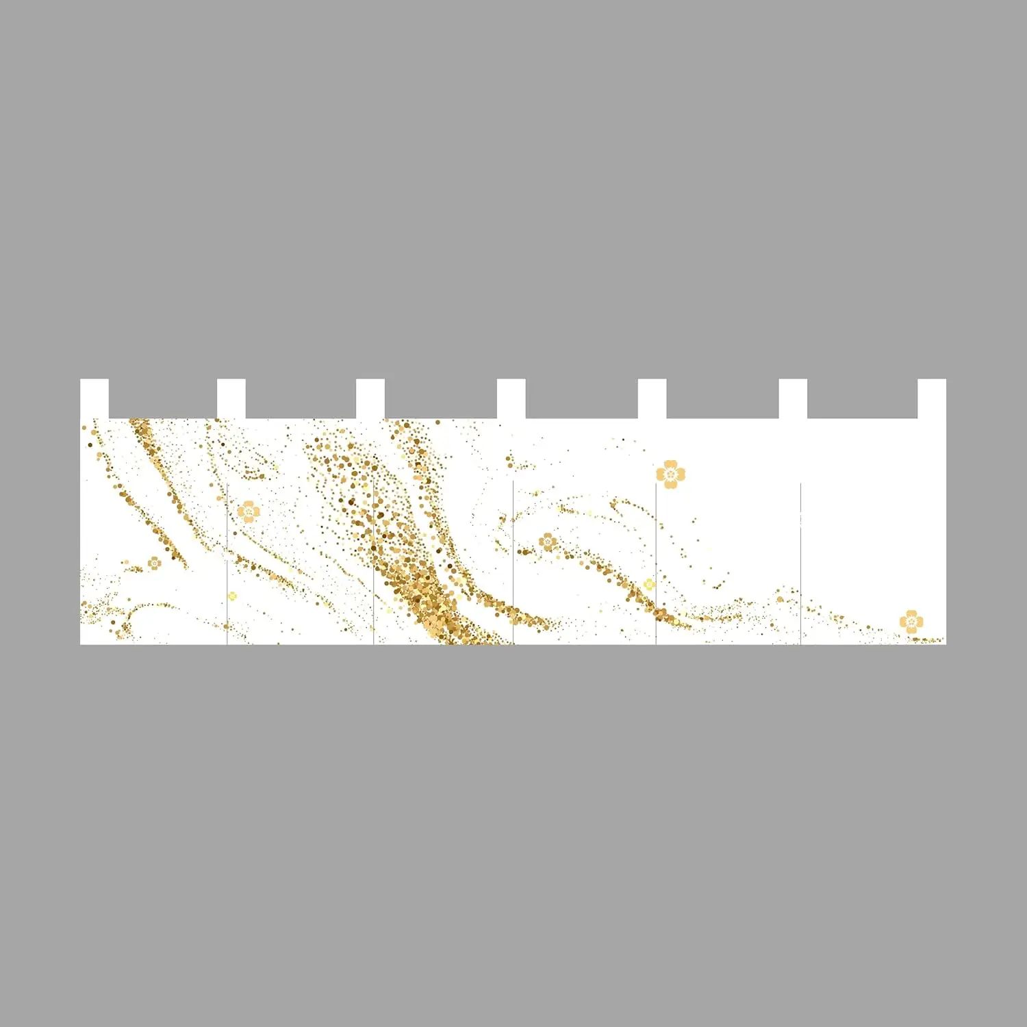 Modern Luxury Gold Foil Texture Noren, White and Gold Flowing Sand Pattern Hanging Short Curtain for Beauty Salon Cafe
