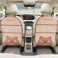1pc Cute Capybara Car Seat Back Storage Bag Cover Protector for Kids Anti-kick Pad Cartoon Leather Accessories Cartoon Interior