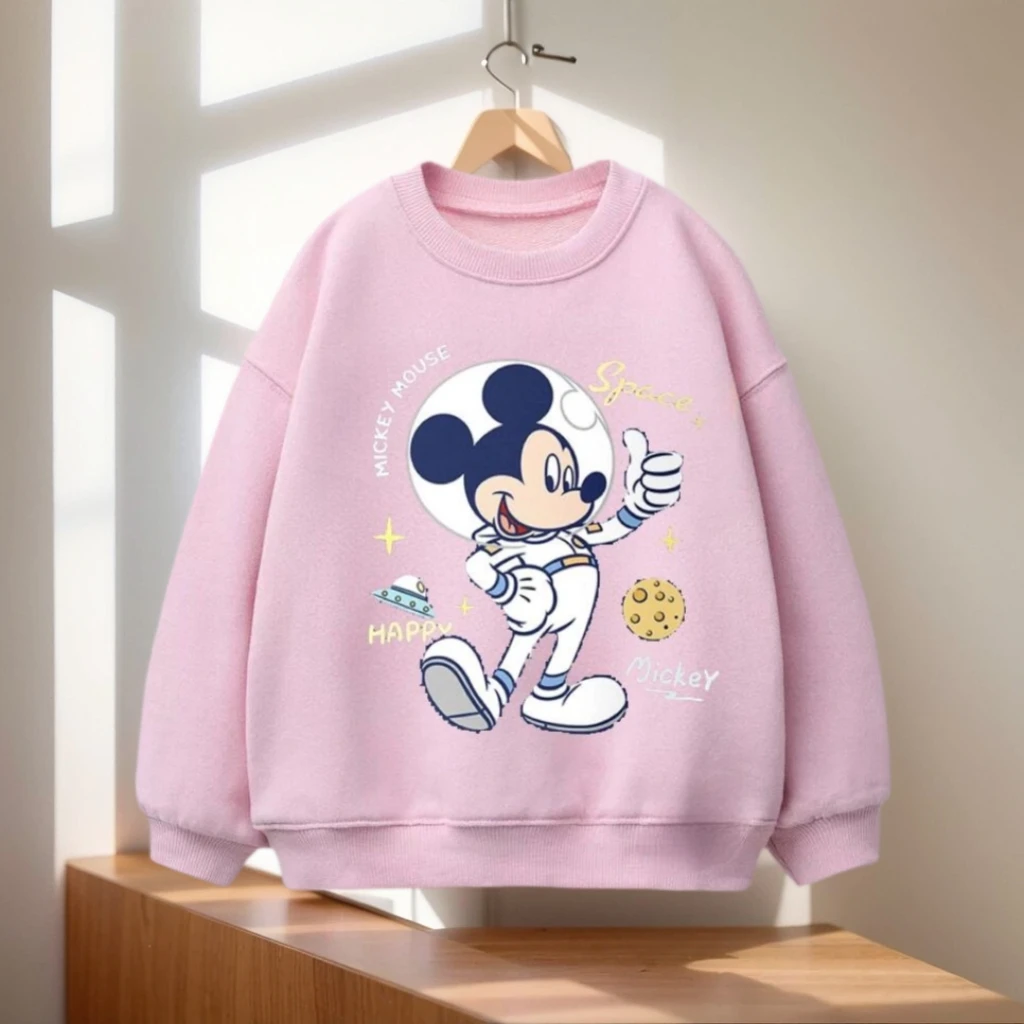 

Fashion Baby Attire Kids' Pink Pullover Mickey Mouse Full Sleeve Crew Neck Sweatshirts Various Prints Top Sales Children Apparel