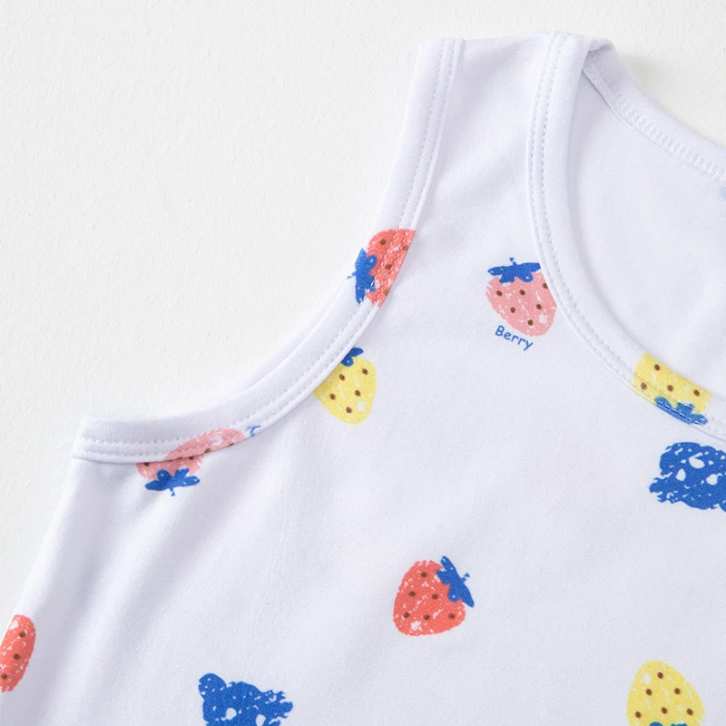 4-teiliges Set für Mädchen: Süße, bedruckte, mehrfarbige Kombinationsweste, ärmelloses T-Shirt für kleine Mädchen, lässiges Oberteil – Detail 13