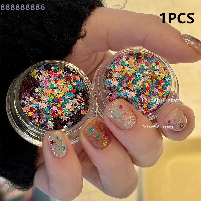 Mini barattolo scintillante stella glitter per unghie pentagramma design carino fai da te decorazione per unghie artistiche accessori essenziali per salone