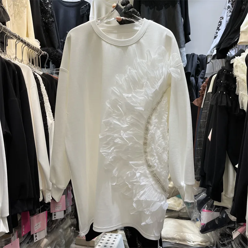 

SuperAen 2026 Autumn New Fashion Three-dimensional Decoration Ruffled Loose Long-sleeved European and American Style Sweatshirts