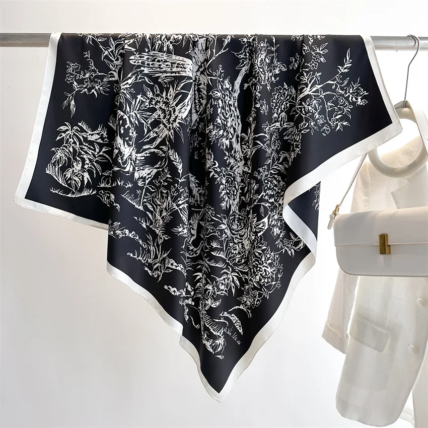 

Luxury High Quality Women Satin Silk Scarf Hairband Ribbon Neckerchief Tie Neck Bag Scarf Satin Hair Scarves 90*90cm Square Wrap