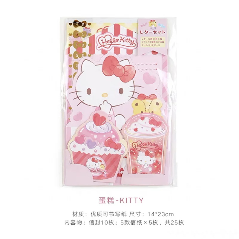 New Sanrio Note Kawaii HelloKitty Mymelody Cinnamoroll Student Creative Cartoon Envelope Message Memo Cute Girl Greeting Card