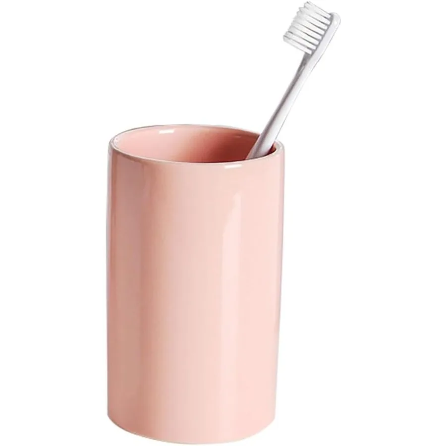 

Розовый керамический держатель для зубных щеток, чашки для стаканов, многоразовая чашка для полоскания рта для зубной щетки для ванной комнаты, организация стойки, кисточка для макияжа Ho