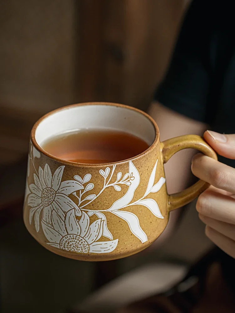 Vintage Elegant Ceramic Coffee Mug Large Capacity Cup Practical Gift for Women