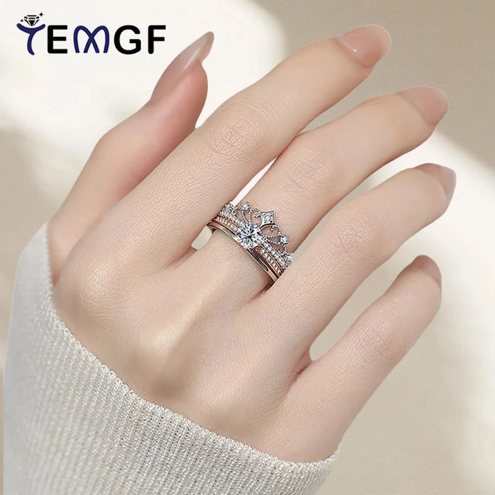 

Кольцо TEMGF 5 мм с муассанитом для женщин, серебро 925 пробы, многослойные кольца, пара, исповедь, предложение, ювелирные изделия, романтические подарки