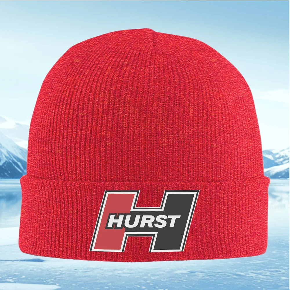 HURST Logo texto Blanco Gris Negro Hombres Mujeres Gorro de Punto Unisex Gorro Jersey Gorro Invierno Térmico Cálido Navidad Cicl