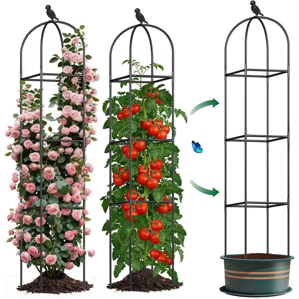 

Опора для растений (томатов и огурцов), шпалера 1,88 м для винограда, гороха, роз и бобовых, из металла с пластиковым покрытием, устойчивого к ржавчине, Su