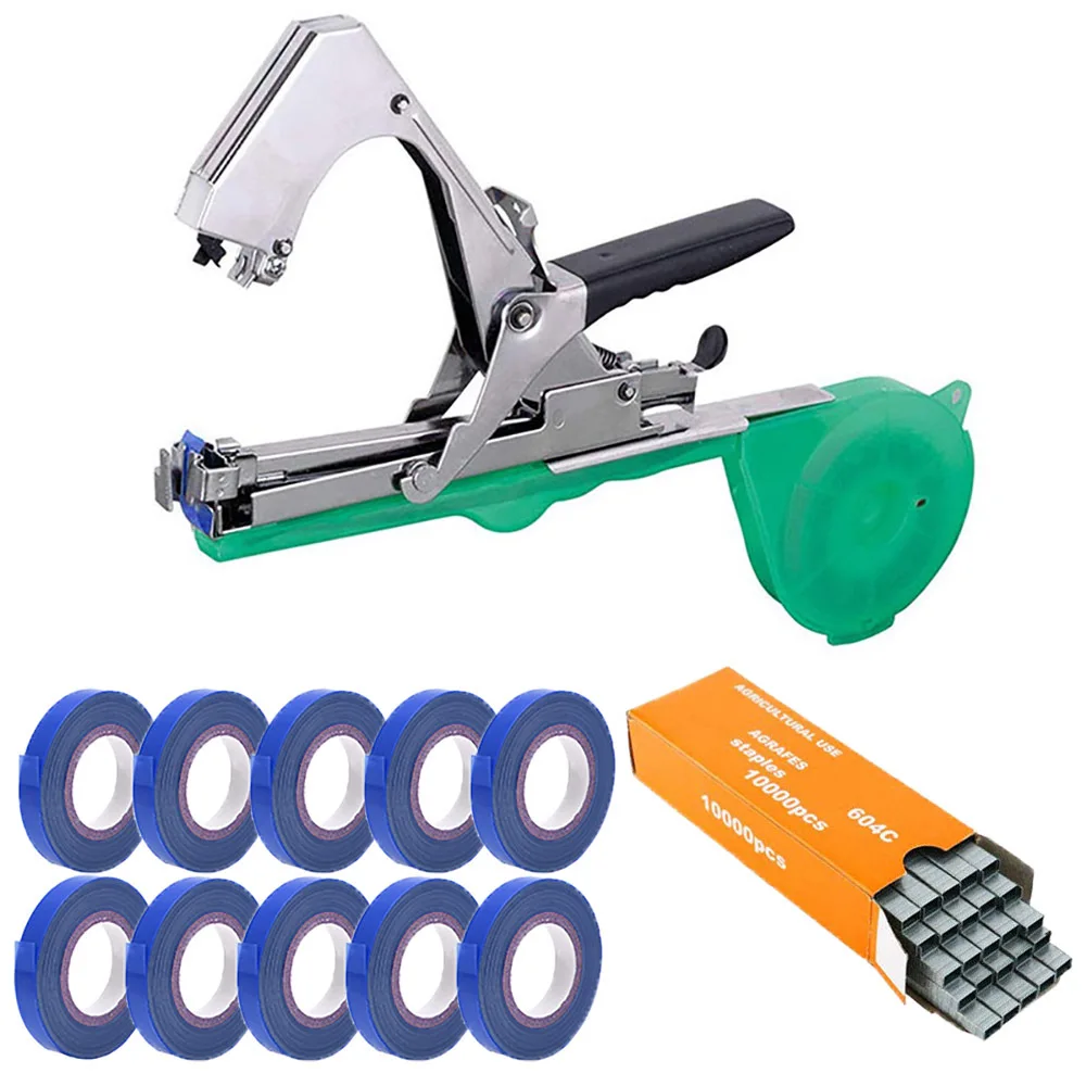 Plant Tying Machine Gardening Tapetool Branch Hand Tying Machine Tapener Gun with Tape and Staple for Vegetable Grape Garden