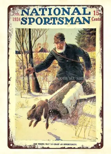 1924 National Sportsman Hunting Fishing metal tin sign home decor items list