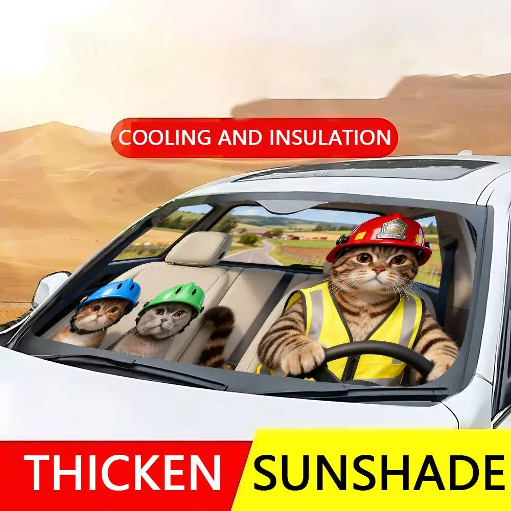 Cat Driving Car SunShade Windscreen Cover Shade Car SunShade UV Rays Car Sun Visor Protector