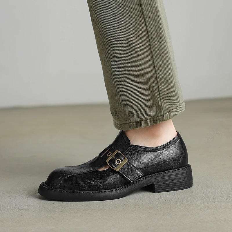 

2021 весенне-осенние женские туфли-лодочки на низком каблуке, качественная классическая студенческая обувь из натуральной кожи, женская офисная женская модная обувь в стиле ретро