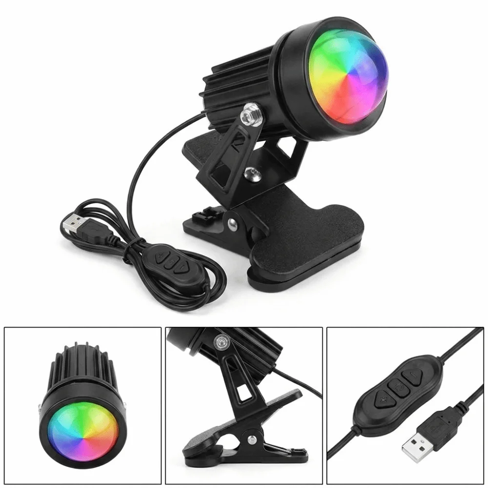 Cord Dimmable USB Powered LED Light Adjustable Clip Multi Color Changing Ambient Spot Lamp Energy-Saving LED Compact Lightweight