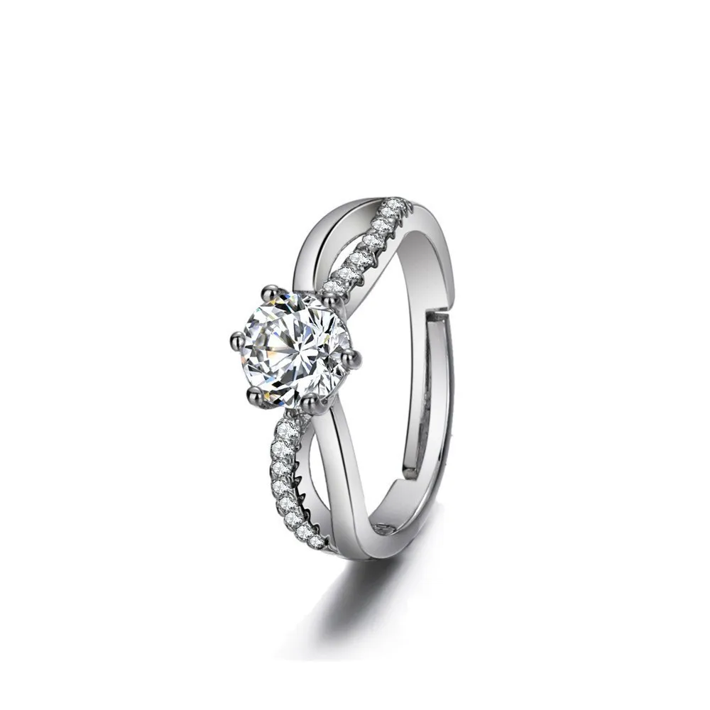 Six claw cross ring one carat mosan diamond eight hearts eight arrows wedding diamond ring female Giving a gift to friend