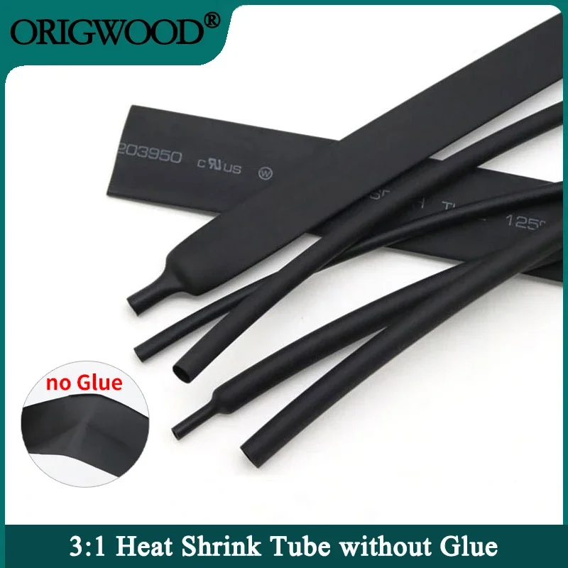 

1/5/10M Heat Shrink Tubing Diameter 1.5~50mm Black 3:1 Ratio Waterproof Wire Wrap Insulated Lined Cable Sleeve No Glue