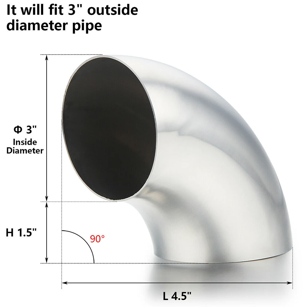 Stainless Steel Car Exhaust Weldable 90 Degree Bend Elbow Pipe, Perfect Choice for Exhaust System Modifications and Repairs