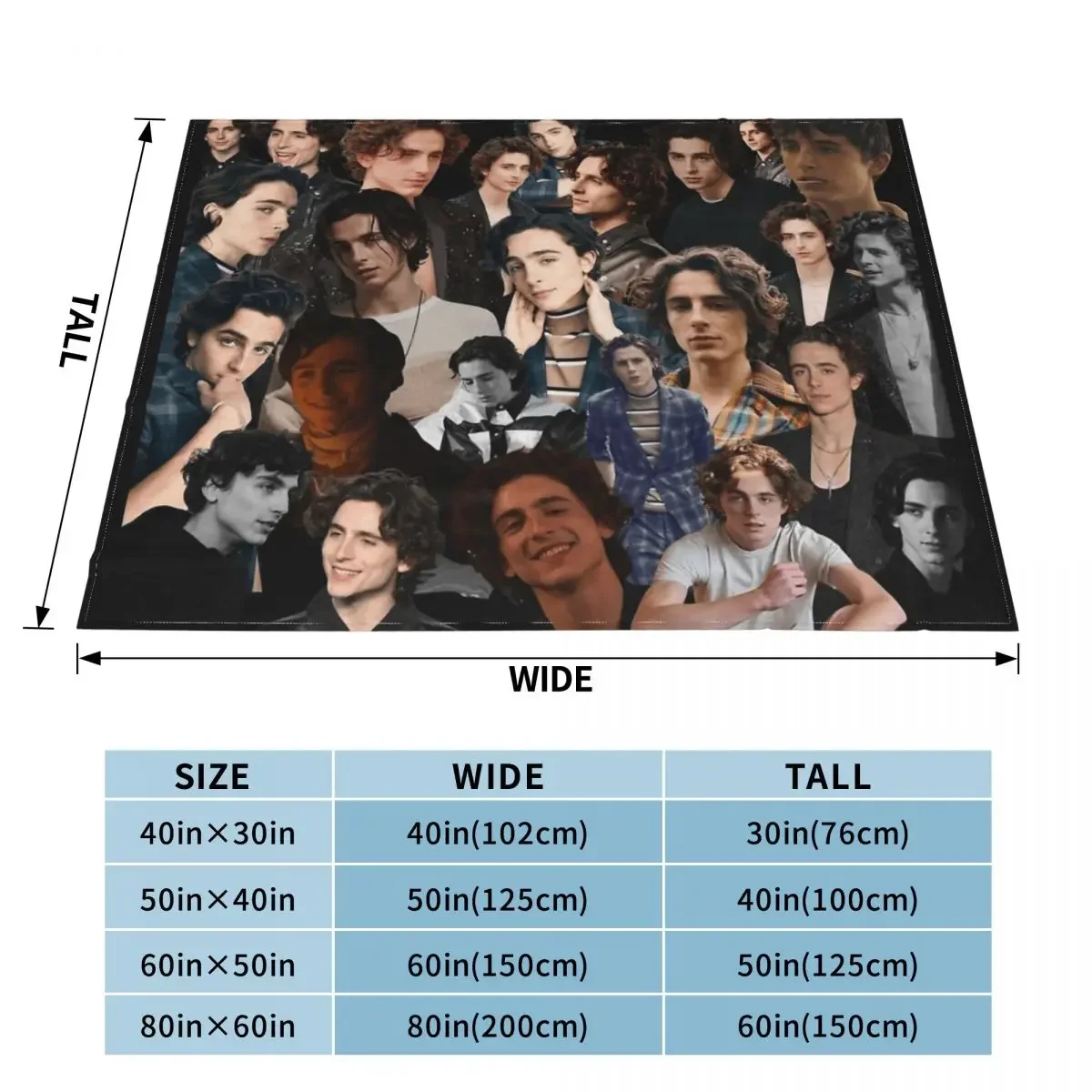 Timothee Chalamet Knitted Blanket Photo Collage Plush Throw Blanket Home Couch Decoration Ultra-Soft Warm Bedspread