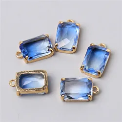 Hot Selling Gradient Crystal Glass Faceted Pendants Rectangle Shape Charms DIY Jewelry Making Necklaces Earrings Accessories