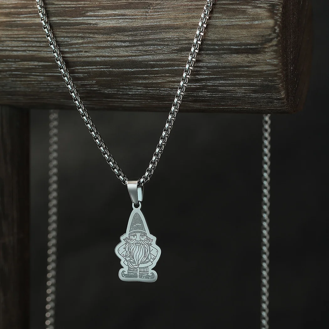 Kinitial Garden Gnome Clipart Pendant Necklace For Women Men Christmas Jewelry Accessories Neck Chain Necklace Birthday Gifts image 3