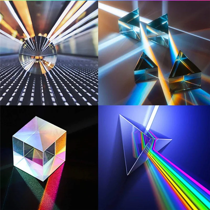 مجموعة من 4 قطع منشور التصوير الفوتوغرافي الكريستالي البصري من AFOURT، تتضمن كرة كريستال، مكعب، منشور مثلث، هرم، ملحقات تعليمية