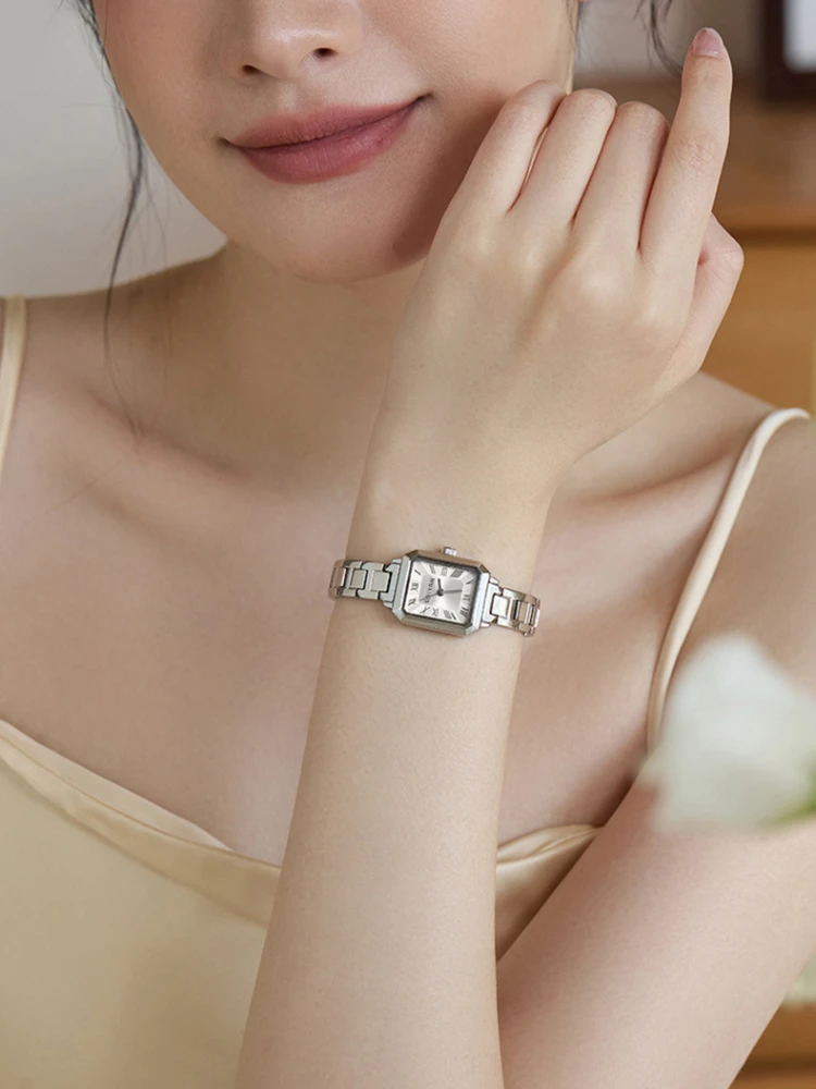 Square Stainless Steel Minimalist Ladies' Watch Roman Numerals Quartz Movement Waterproof Girls Bracelet Women's watch