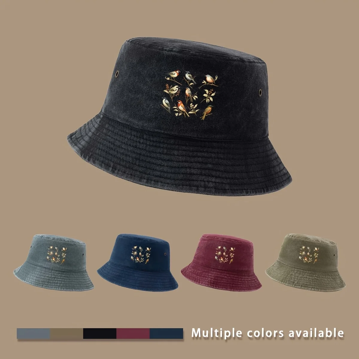 Men' & Women' Vintage Bird Print Trucker Hat - Lightweight Foldable Bucket Suitable for Fishing, Camping, Outdoor Parties, Picni
