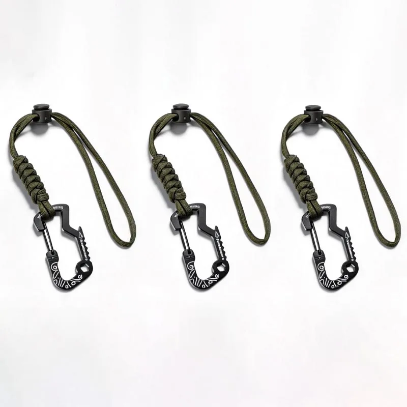Multifunktionaler taktischer Hakenkarabiner mit Paracord-Schlüsselanhänger und Anti-Verlust-Seil für Outdoor-Camping, Wandern und Notfallausrüstung – Detail 3